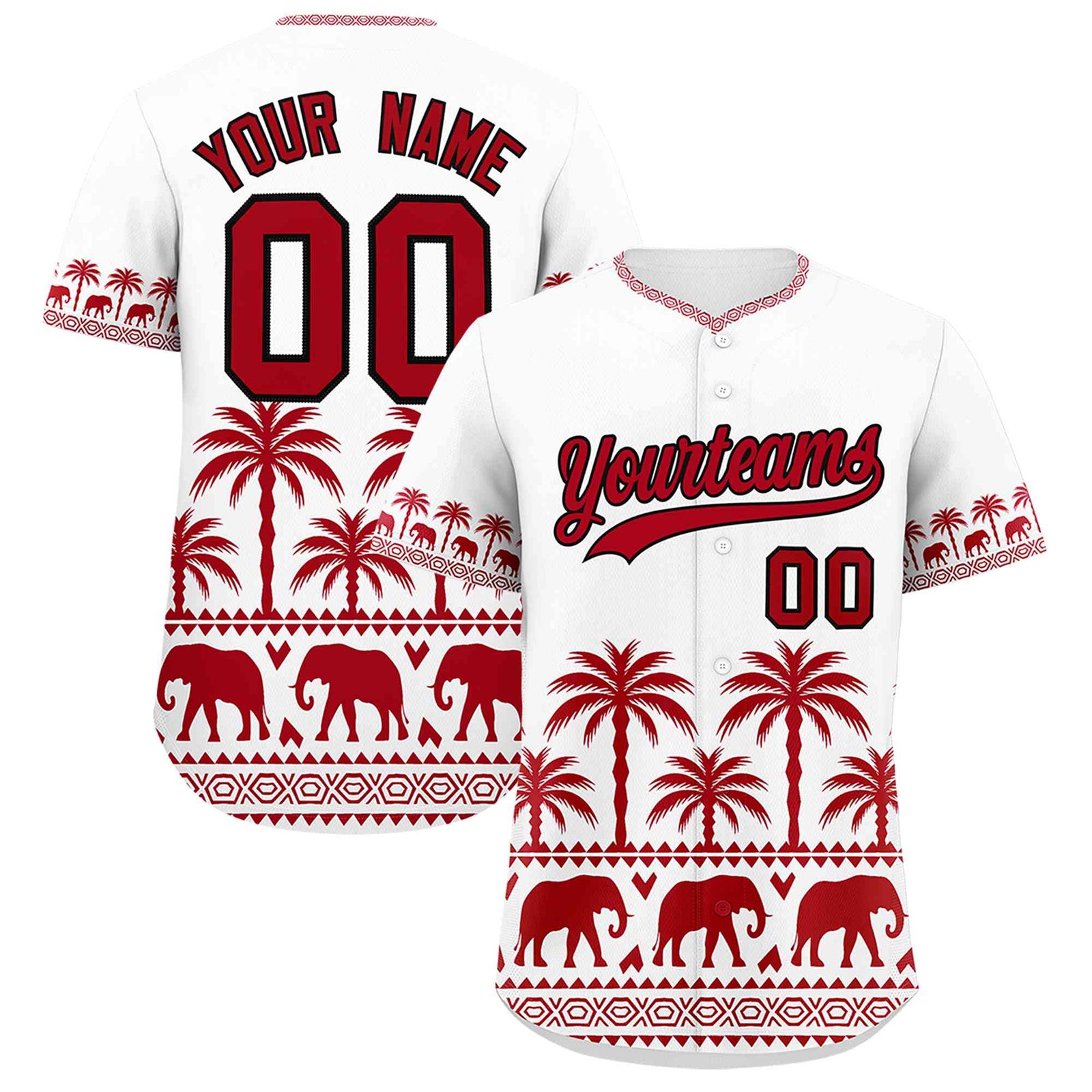 Custom White Red Graffiti Pattern Personalized Bossinia Style Authentic Baseball Jersey