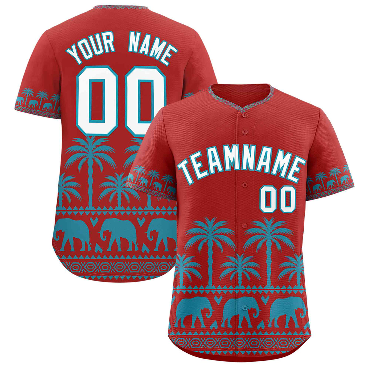 Custom Red Teal Graffiti Pattern Personalized Bossinia Style Authentic Baseball Jersey