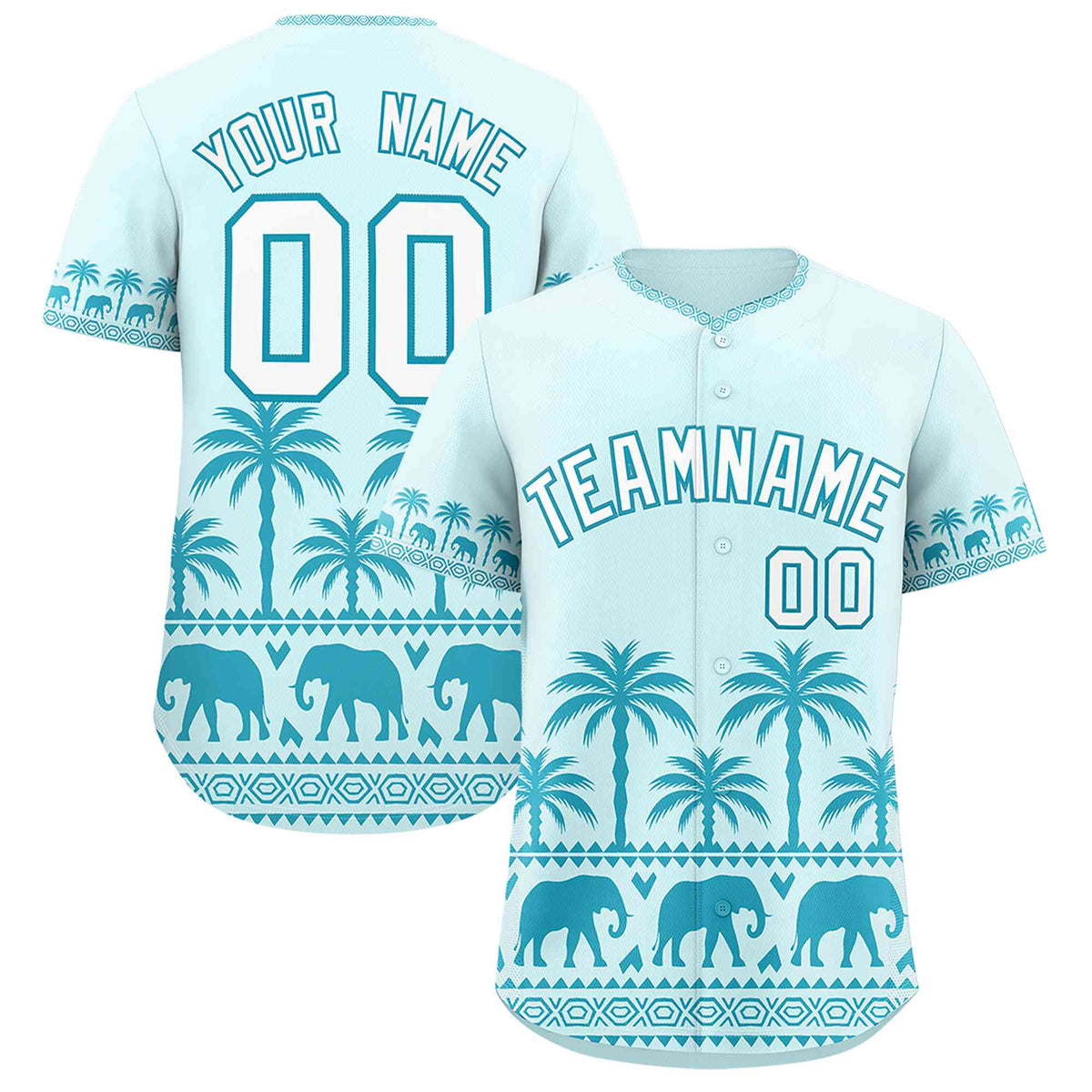 Custom Light Blue Teal Graffiti Pattern Personalized Bossinia Style Authentic Baseball Jersey