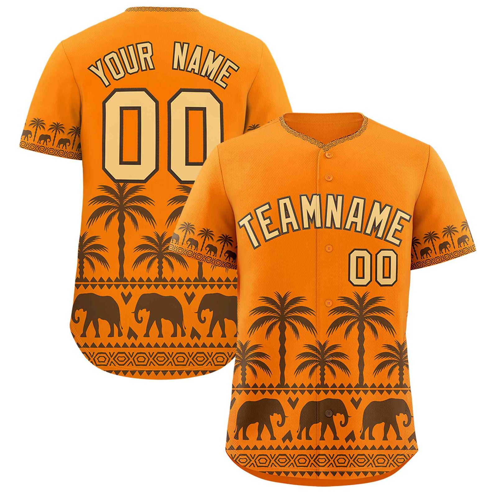 Custom Orange Light Brown Graffiti Pattern Personalized Bossinia Style Authentic Baseball Jersey