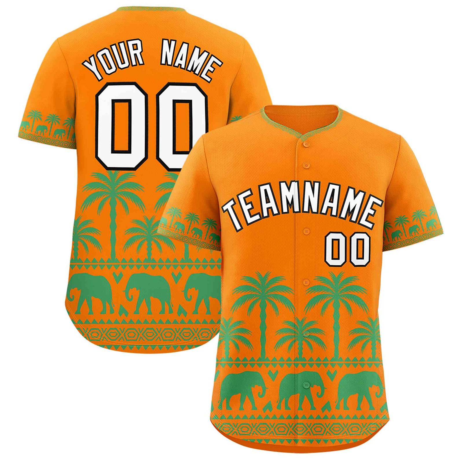 Custom Orange Green Graffiti Pattern Personalized Bossinia Style Authentic Baseball Jersey