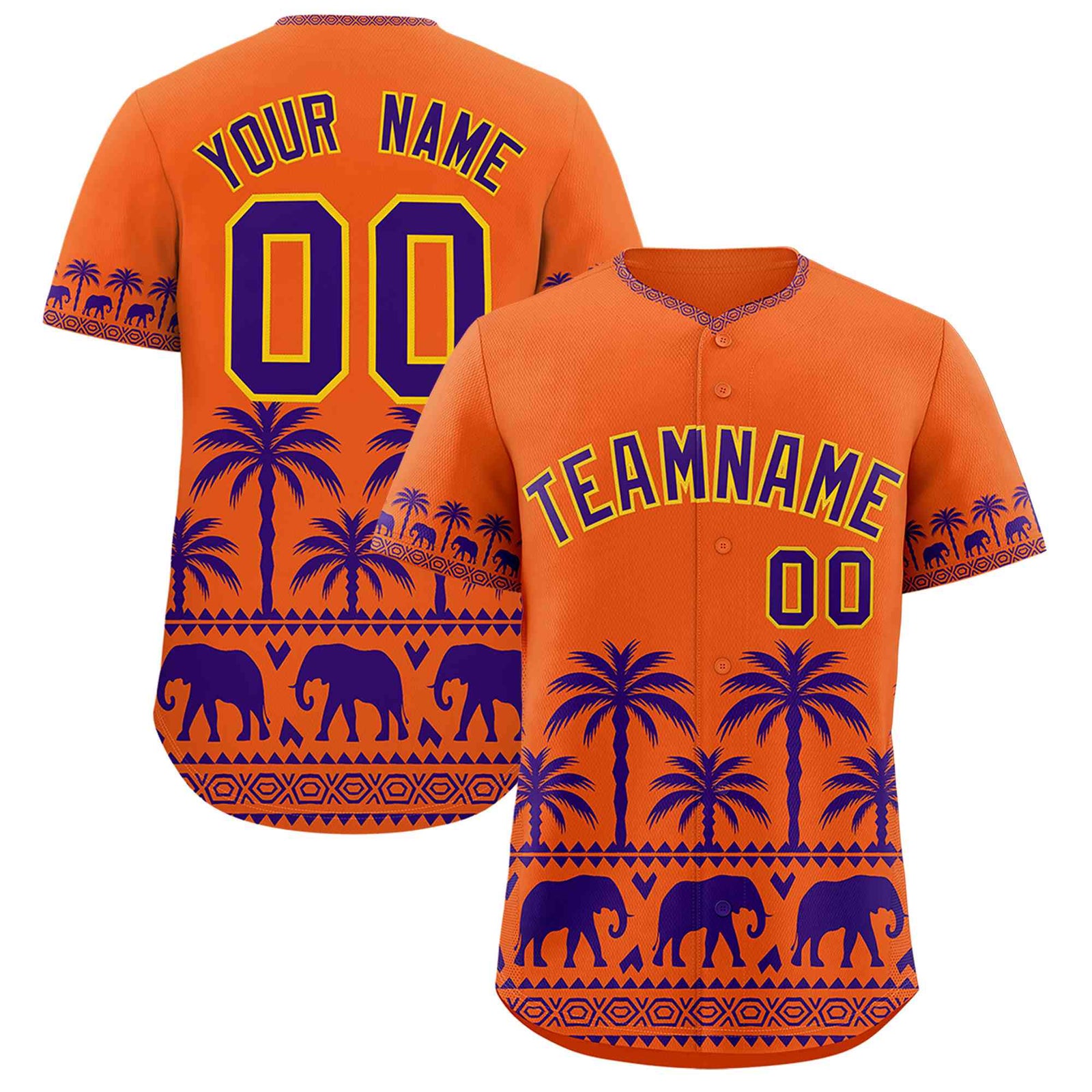Custom Orange Purple Graffiti Pattern Personalized Bossinia Style Authentic Baseball Jersey