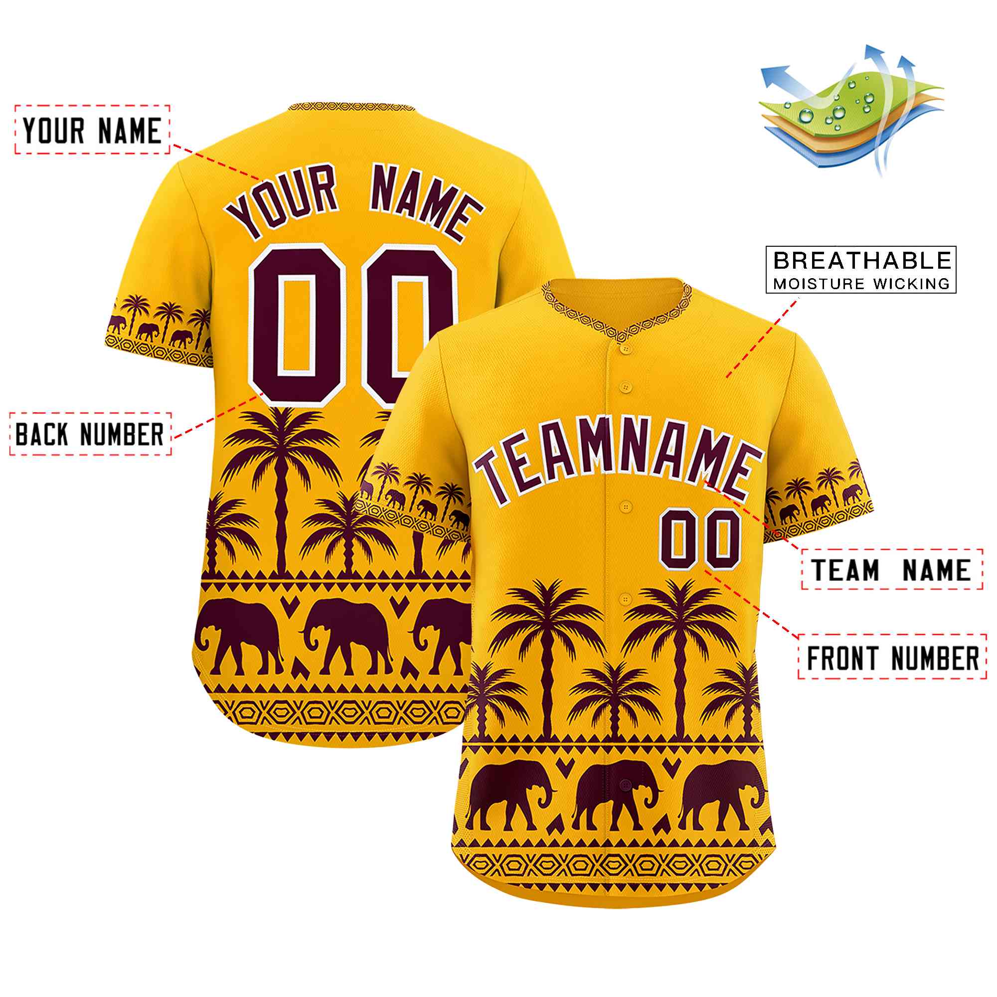 Custom Gold Crimson Graffiti Pattern Personalized Bossinia Style Authentic Baseball Jersey