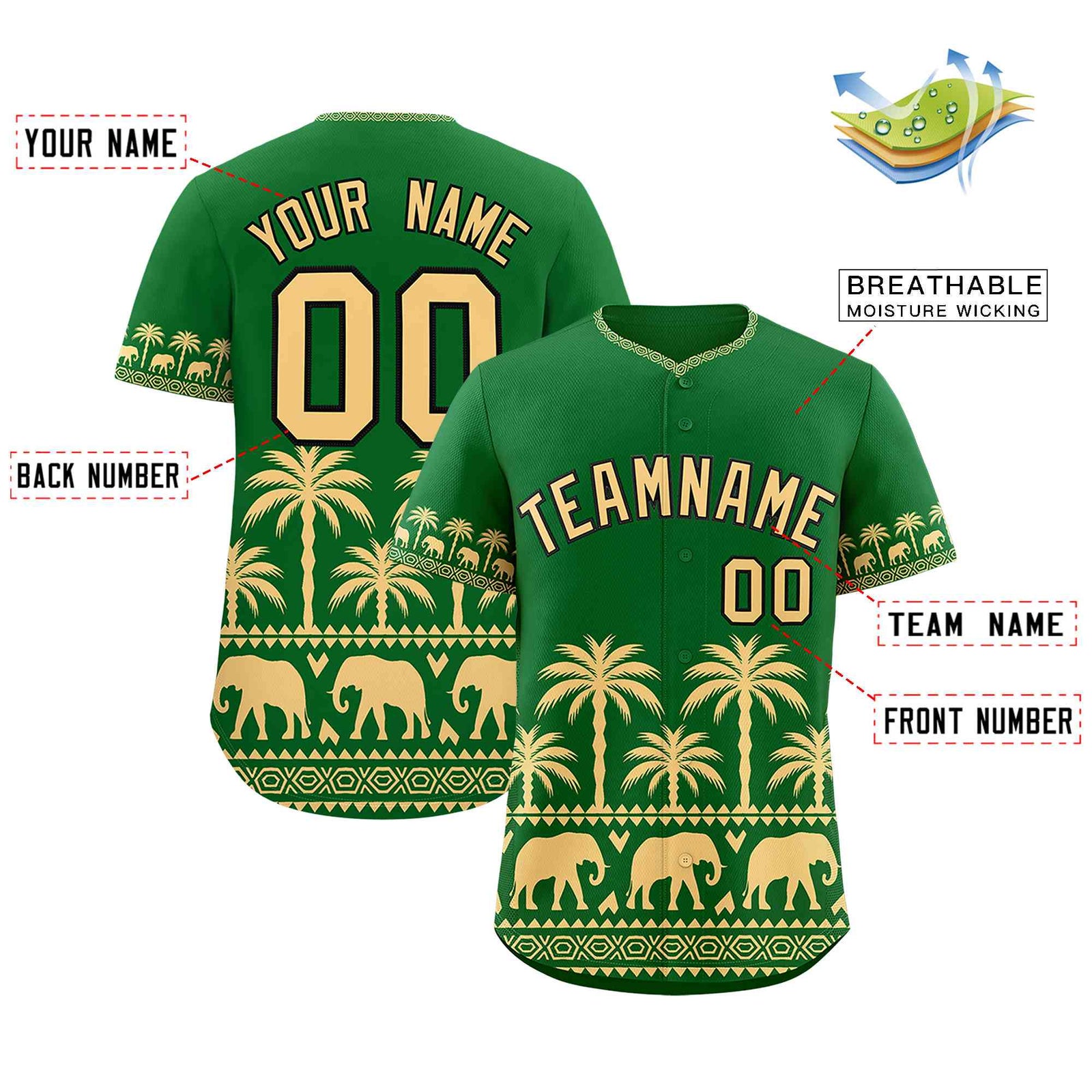 Custom Kelly Green Khaki Graffiti Pattern Personalized Bossinia Style Authentic Baseball Jersey