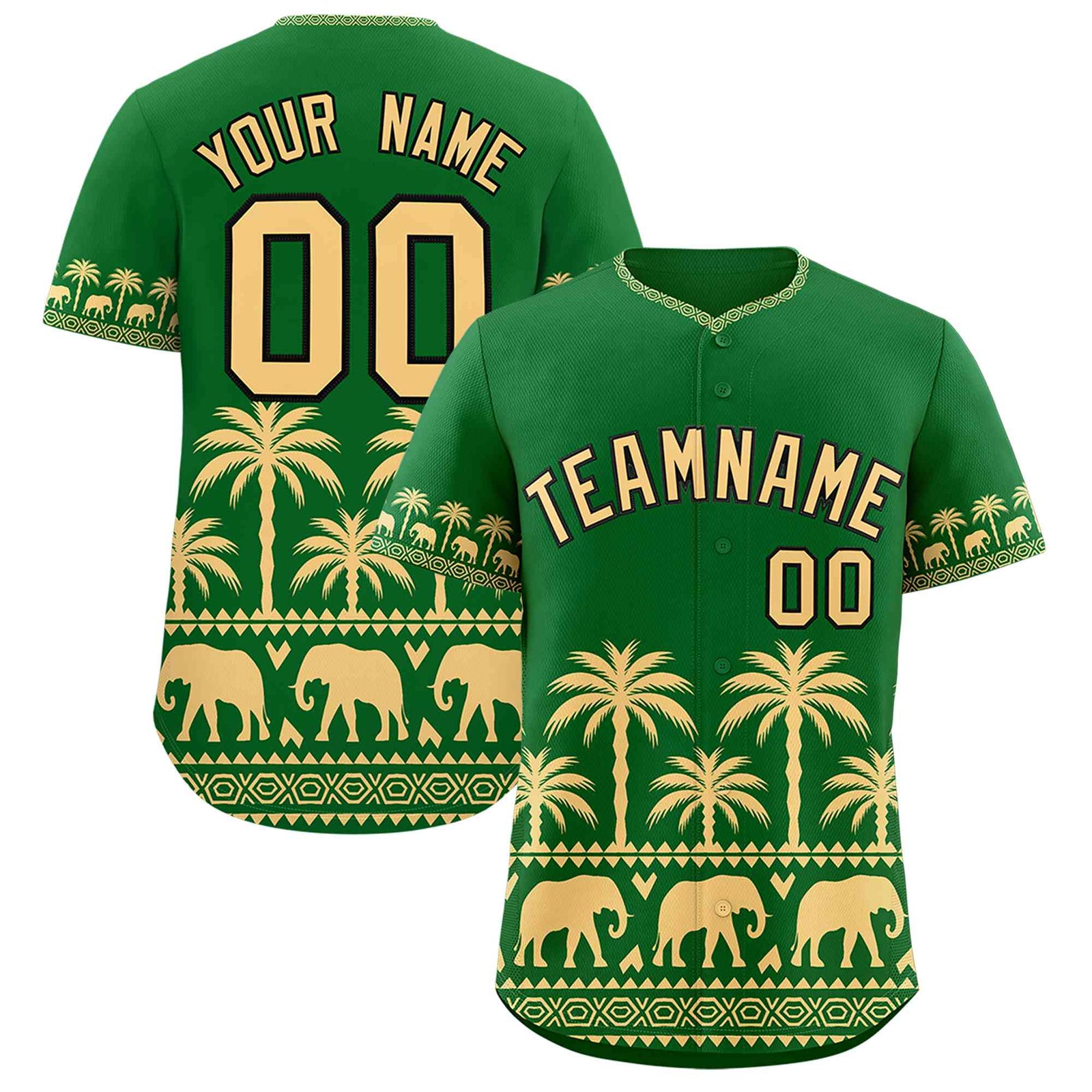 Custom Kelly Green Khaki Graffiti Pattern Personalized Bossinia Style Authentic Baseball Jersey