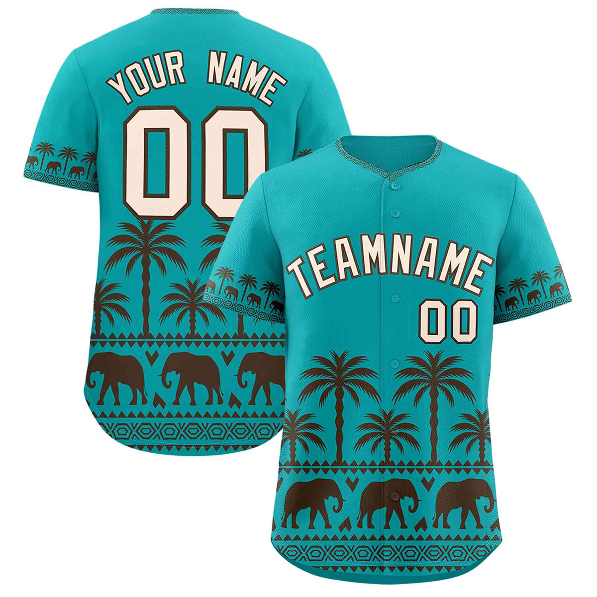 Custom Aqua Brown Graffiti Pattern Personalized Bossinia Style Authentic Baseball Jersey