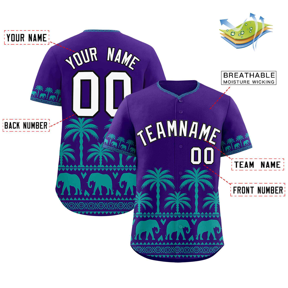 Custom Purple Aqua Graffiti Pattern Personalized Bossinia Style Authentic Baseball Jersey