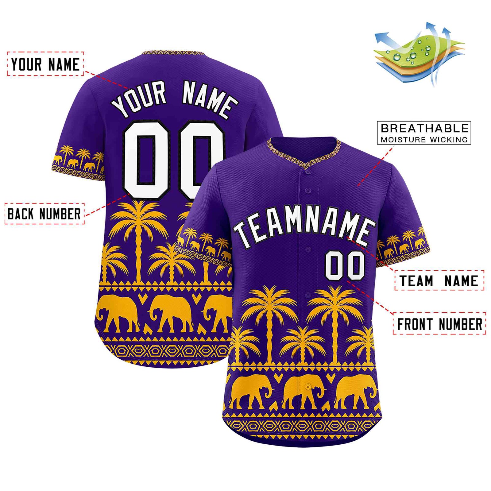 Custom Purple Yellow Graffiti Pattern Personalized Bossinia Style Authentic Baseball Jersey