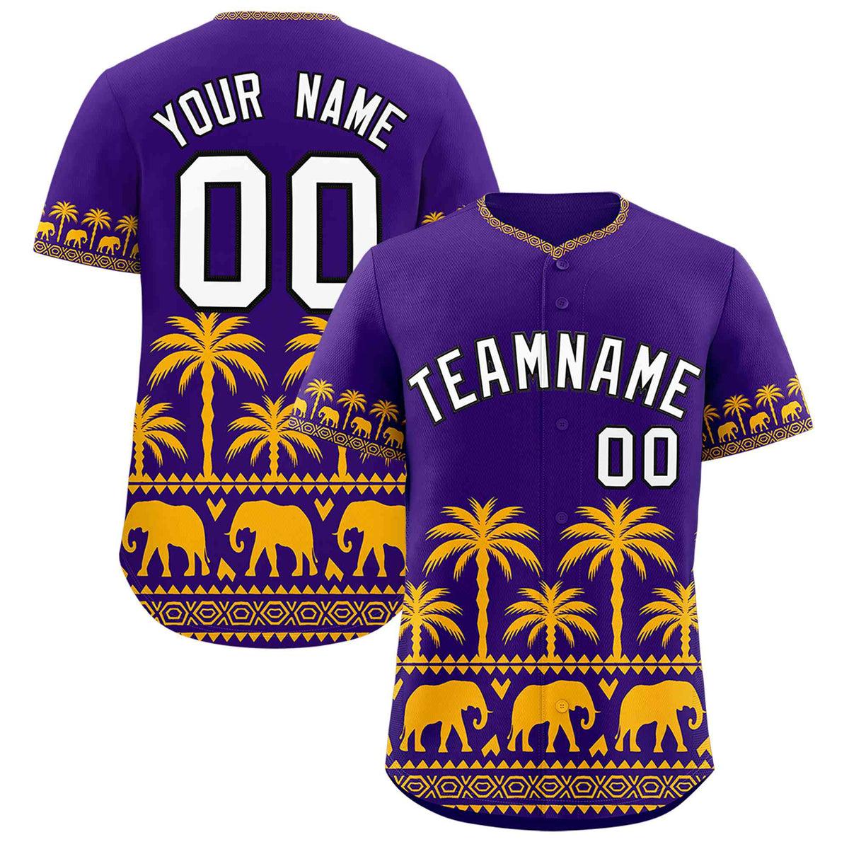 Custom Purple Yellow Graffiti Pattern Personalized Bossinia Style Authentic Baseball Jersey
