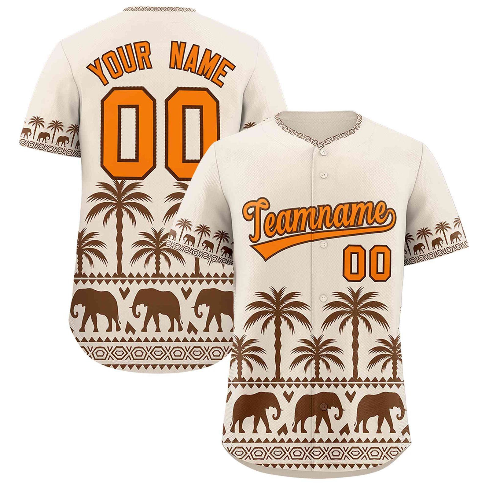 Custom Cream Brown Graffiti Pattern Personalized Bossinia Style Authentic Baseball Jersey