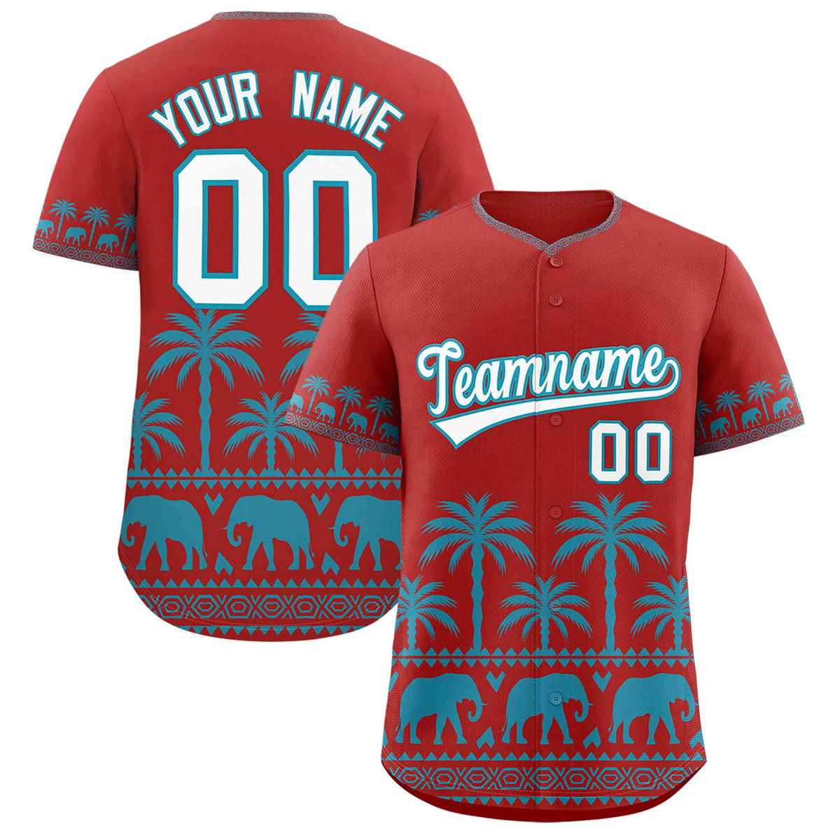 Custom Red Teal Graffiti Pattern Personalized Bossinia Style Authentic Baseball Jersey