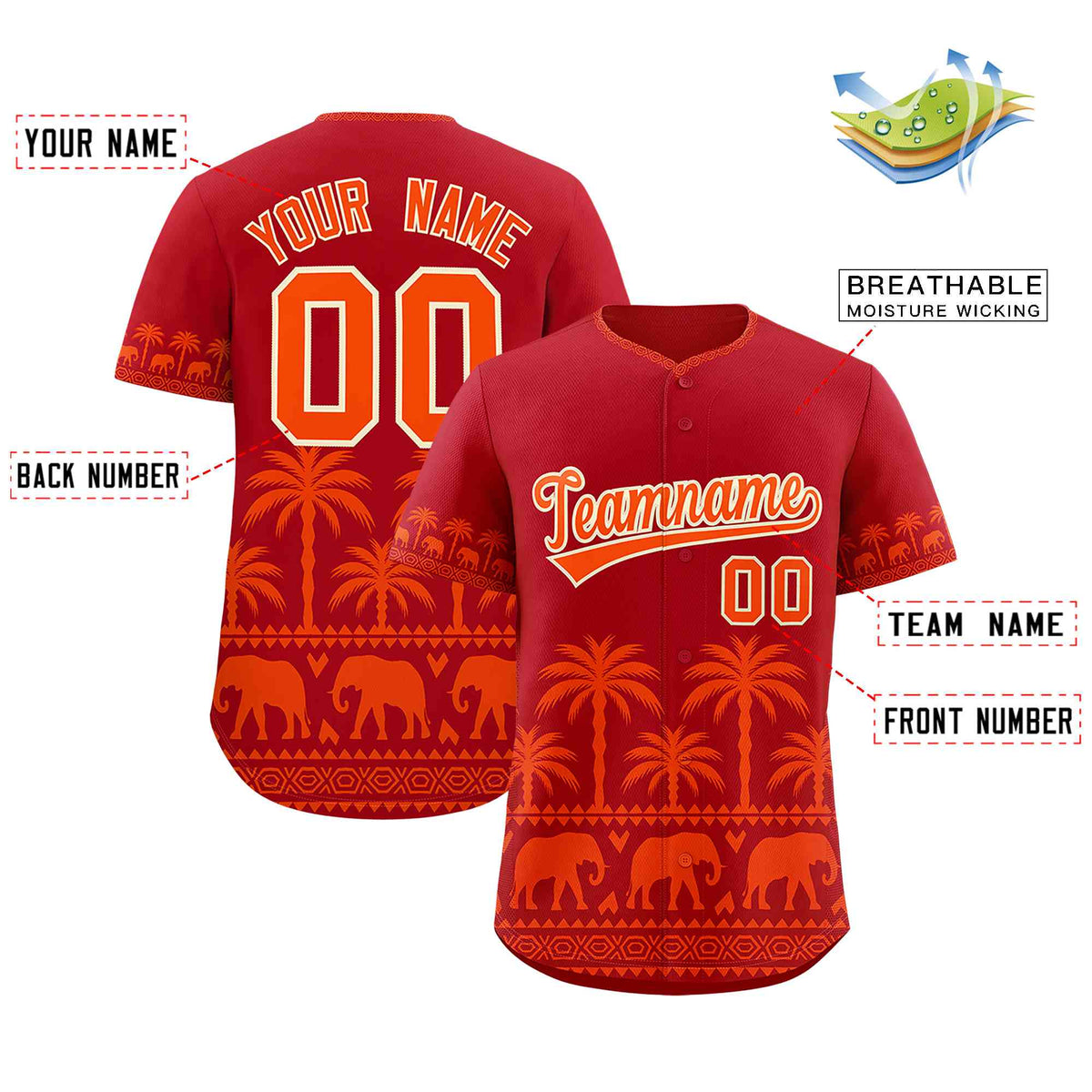 Custom Red Orange Graffiti Pattern Personalized Bossinia Style Authentic Baseball Jersey