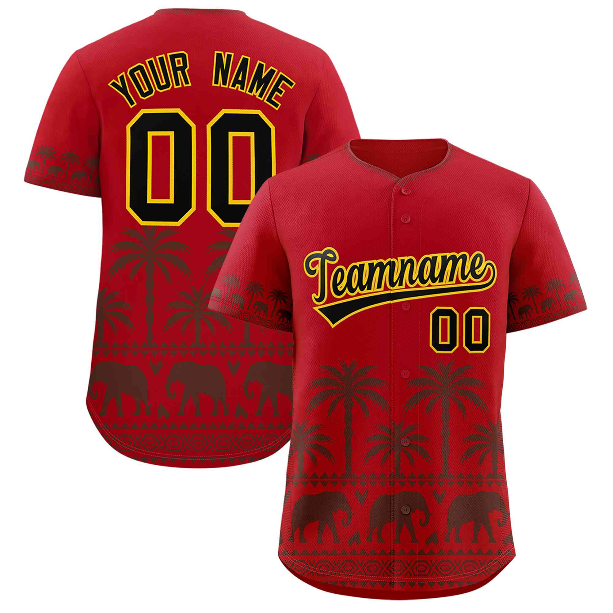 Custom Red Light Brown Graffiti Pattern Personalized Bossinia Style Authentic Baseball Jersey