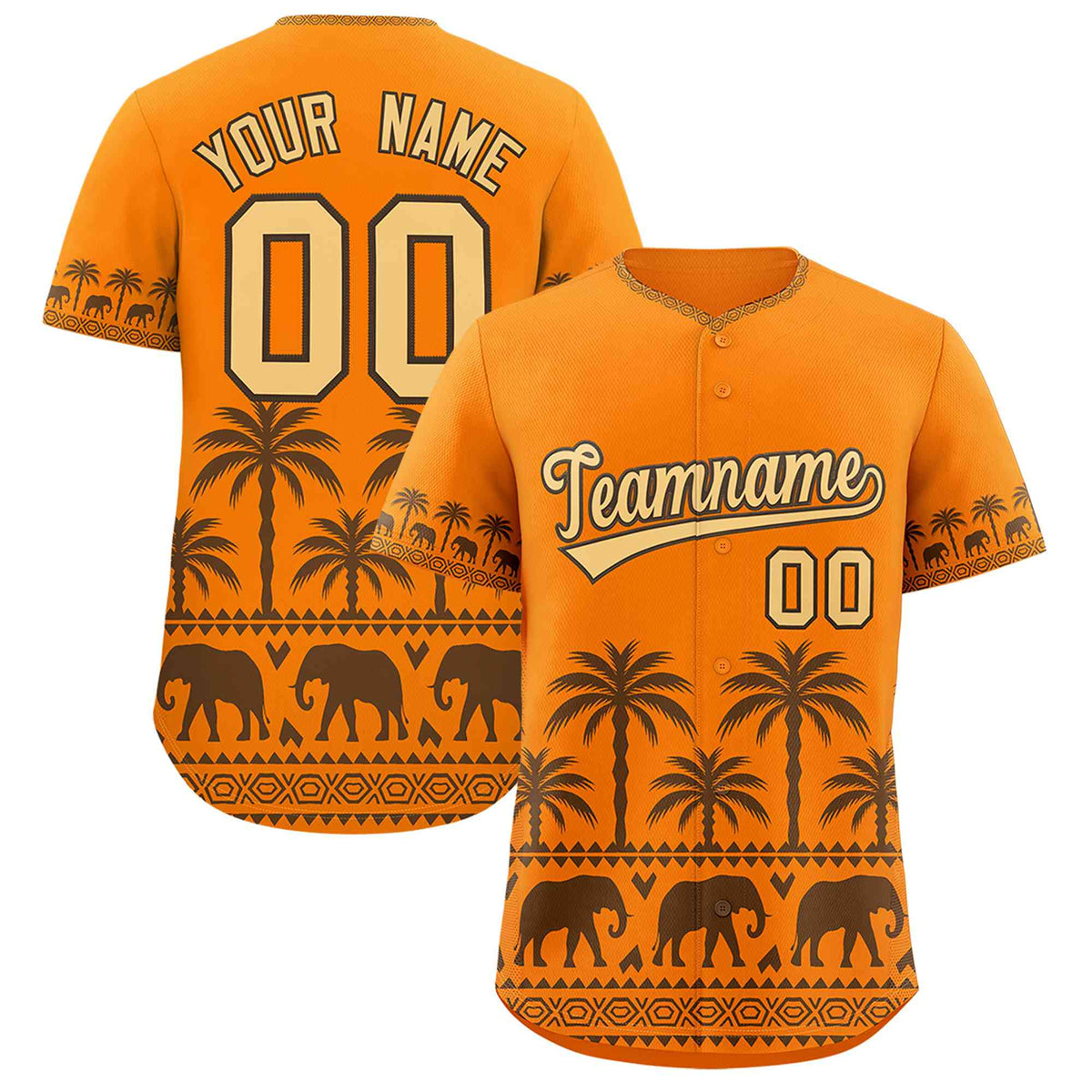 Custom Orange Light Brown Graffiti Pattern Personalized Bossinia Style Authentic Baseball Jersey