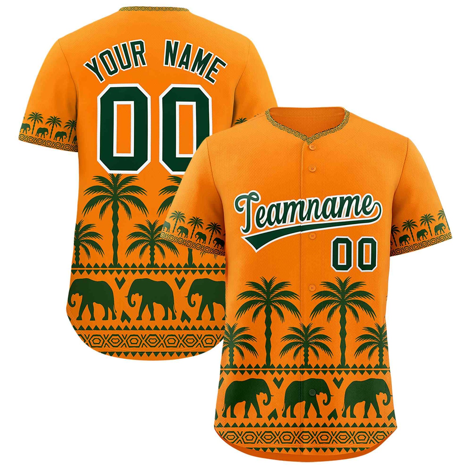 Custom Orange Green Graffiti Pattern Personalized Bossinia Style Authentic Baseball Jersey