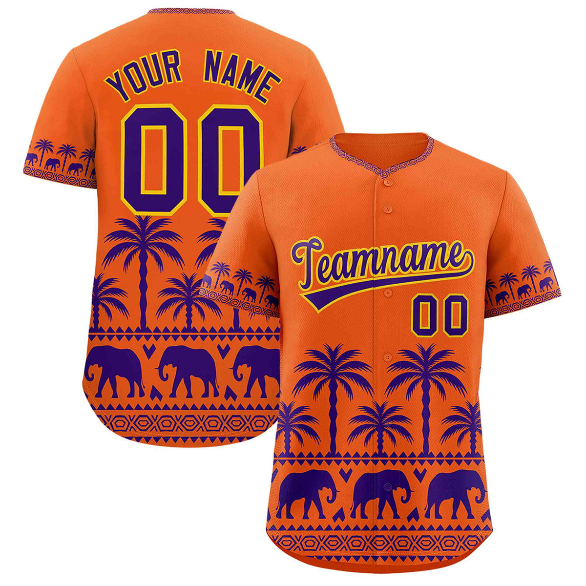 Custom Orange Purple Graffiti Pattern Personalized Bossinia Style Authentic Baseball Jersey