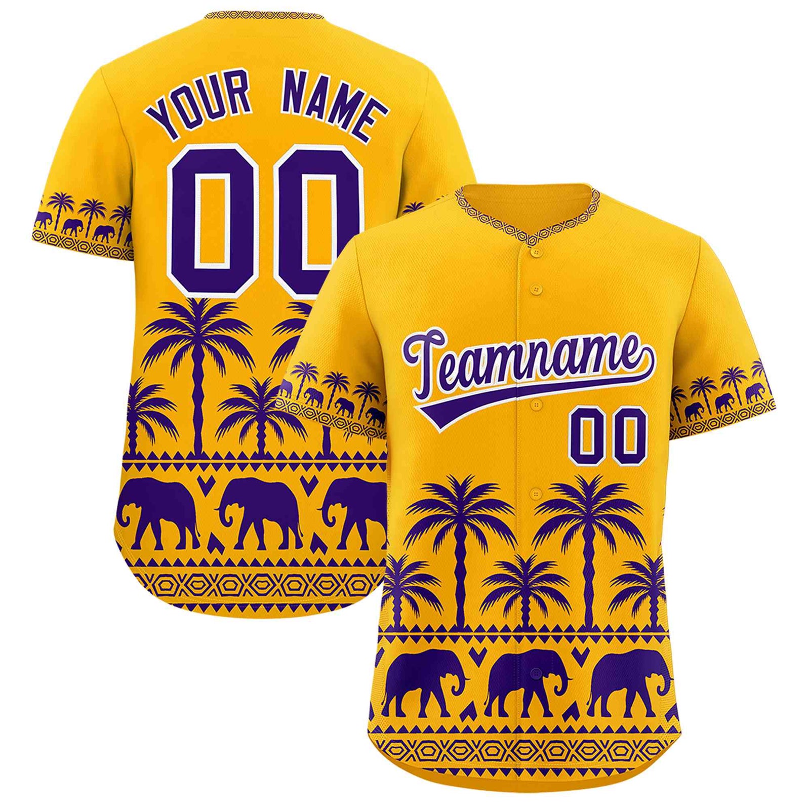 Custom Gold Purple Graffiti Pattern Personalized Bossinia Style Authentic Baseball Jersey