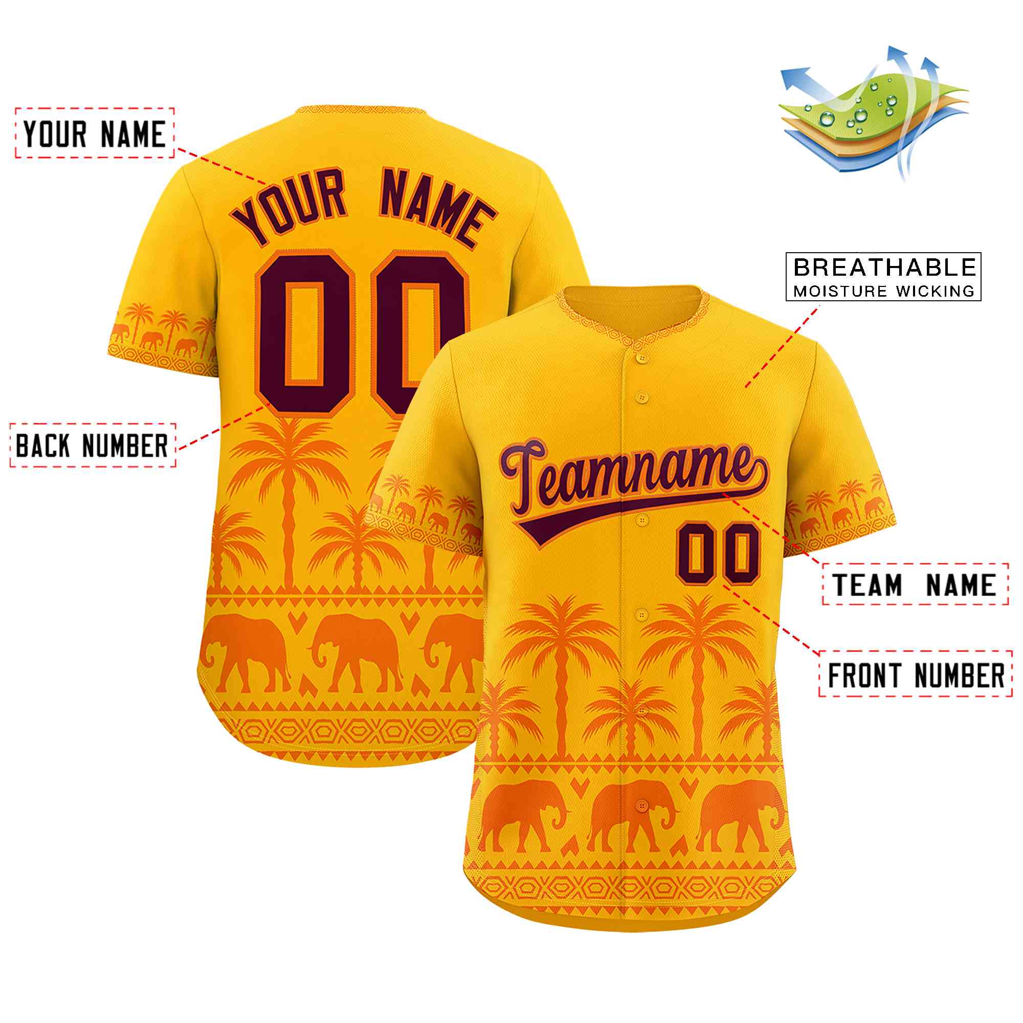 Custom Gold Orange Graffiti Pattern Personalized Bossinia Style Authentic Baseball Jersey