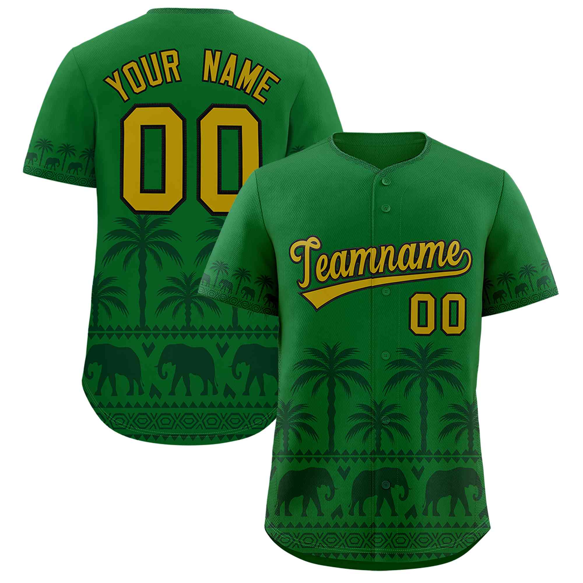 Custom Kelly Green Green Graffiti Pattern Personalized Bossinia Style Authentic Baseball Jersey