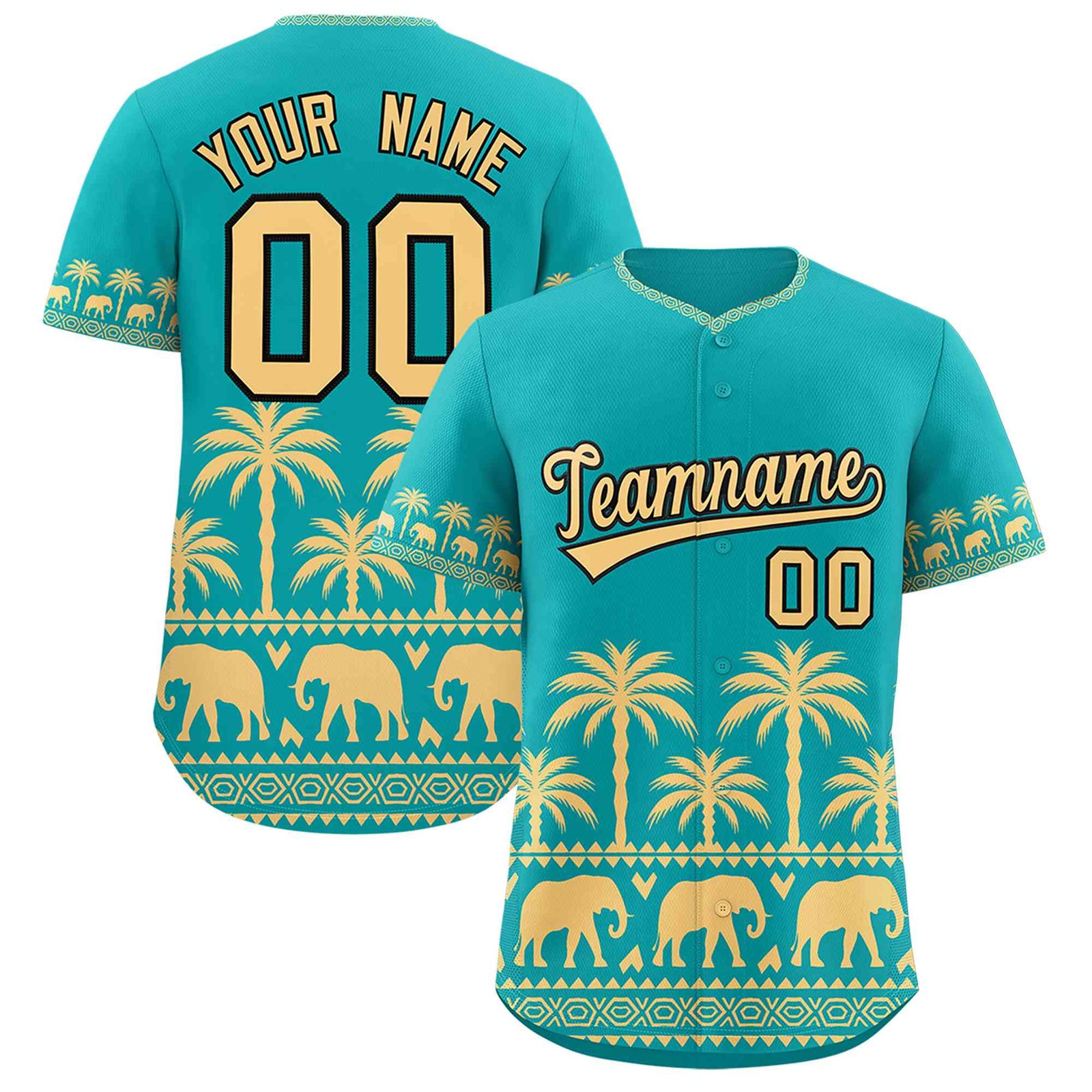Custom Aqua Khaki Graffiti Pattern Personalized Bossinia Style Authentic Baseball Jersey