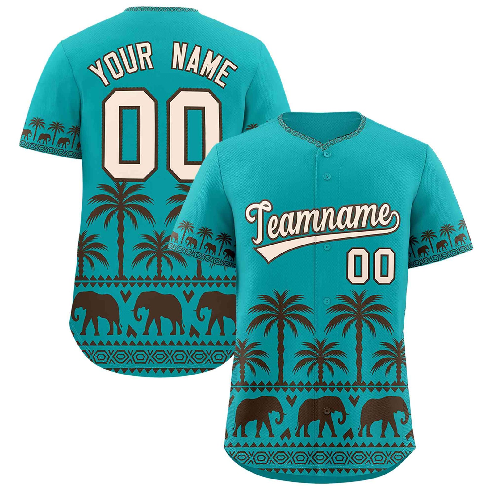Custom Aqua Brown Graffiti Pattern Personalized Bossinia Style Authentic Baseball Jersey