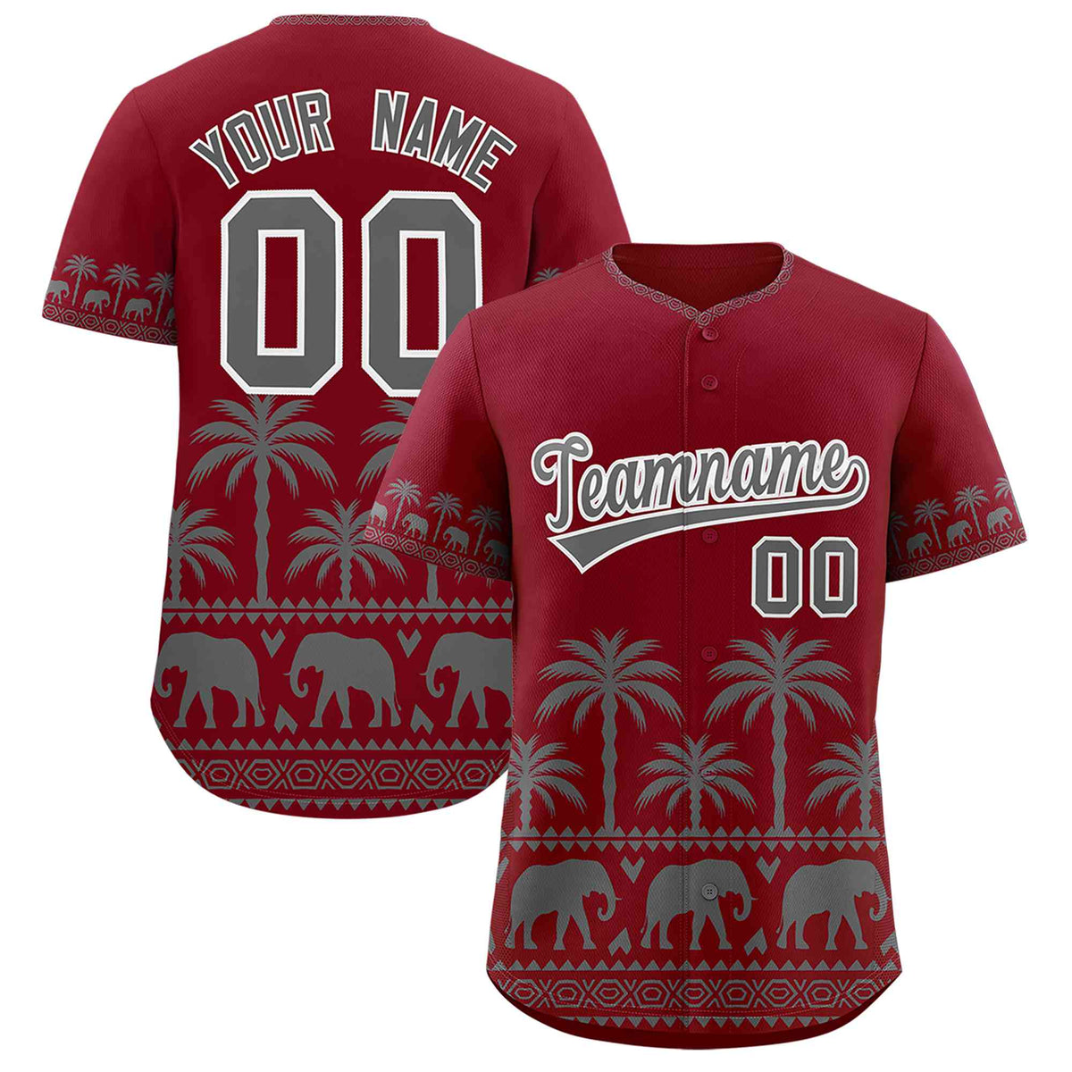 Custom Crimson Gray Graffiti Pattern Personalized Bossinia Style Authentic Baseball Jersey