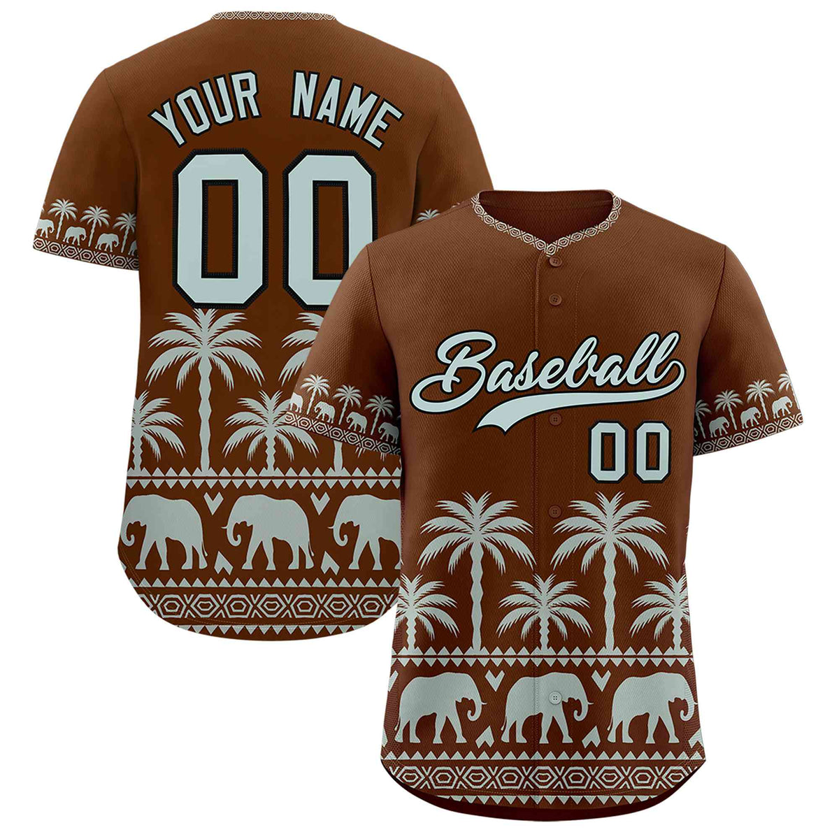 Custom Brown Silver-Gray Graffiti Pattern Personalized Bossinia Style Authentic Baseball Jersey