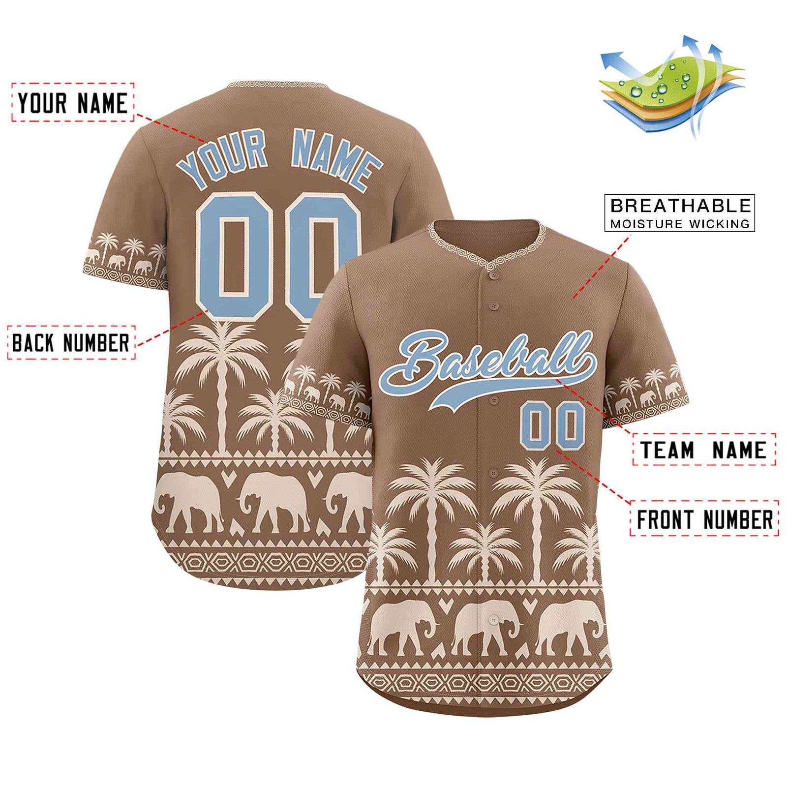 Custom Light Brown Cream Graffiti Pattern Personalized Bossinia Style Authentic Baseball Jersey