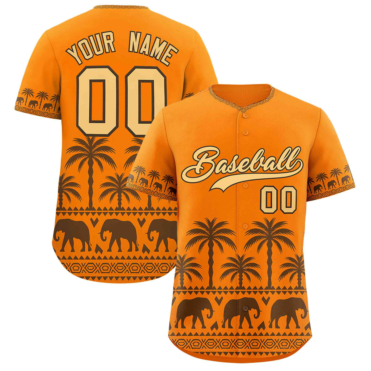 Custom Orange Light Brown Graffiti Pattern Personalized Bossinia Style Authentic Baseball Jersey