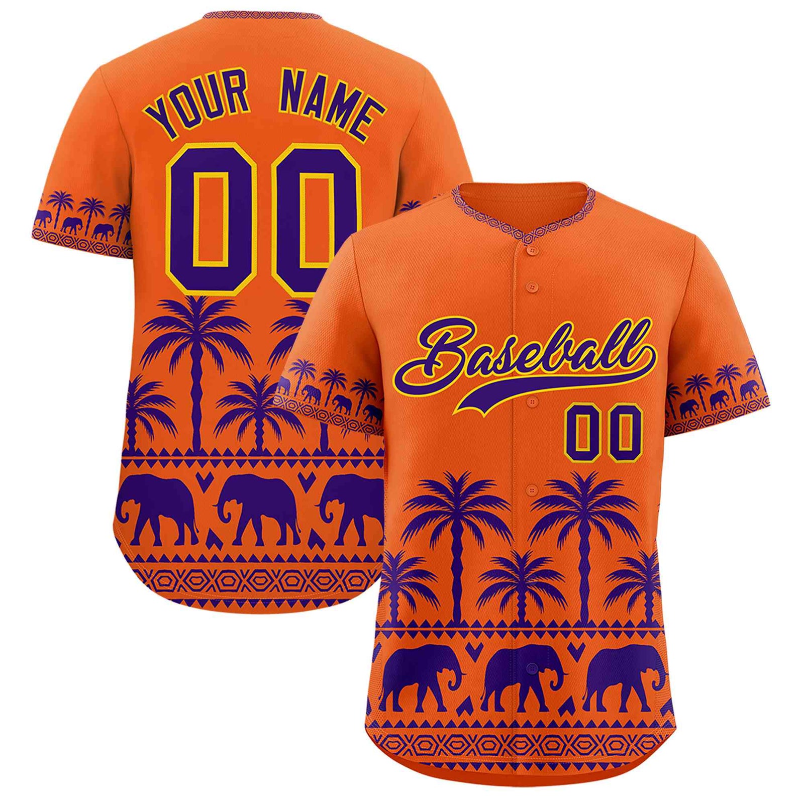 Custom Orange Purple Graffiti Pattern Personalized Bossinia Style Authentic Baseball Jersey