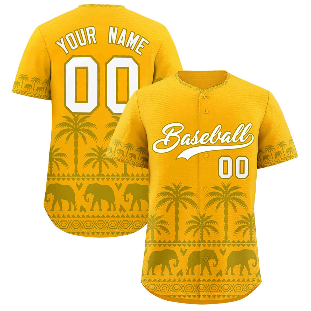 Custom Gold Old Gold Graffiti Pattern Personalized Bossinia Style Authentic Baseball Jersey