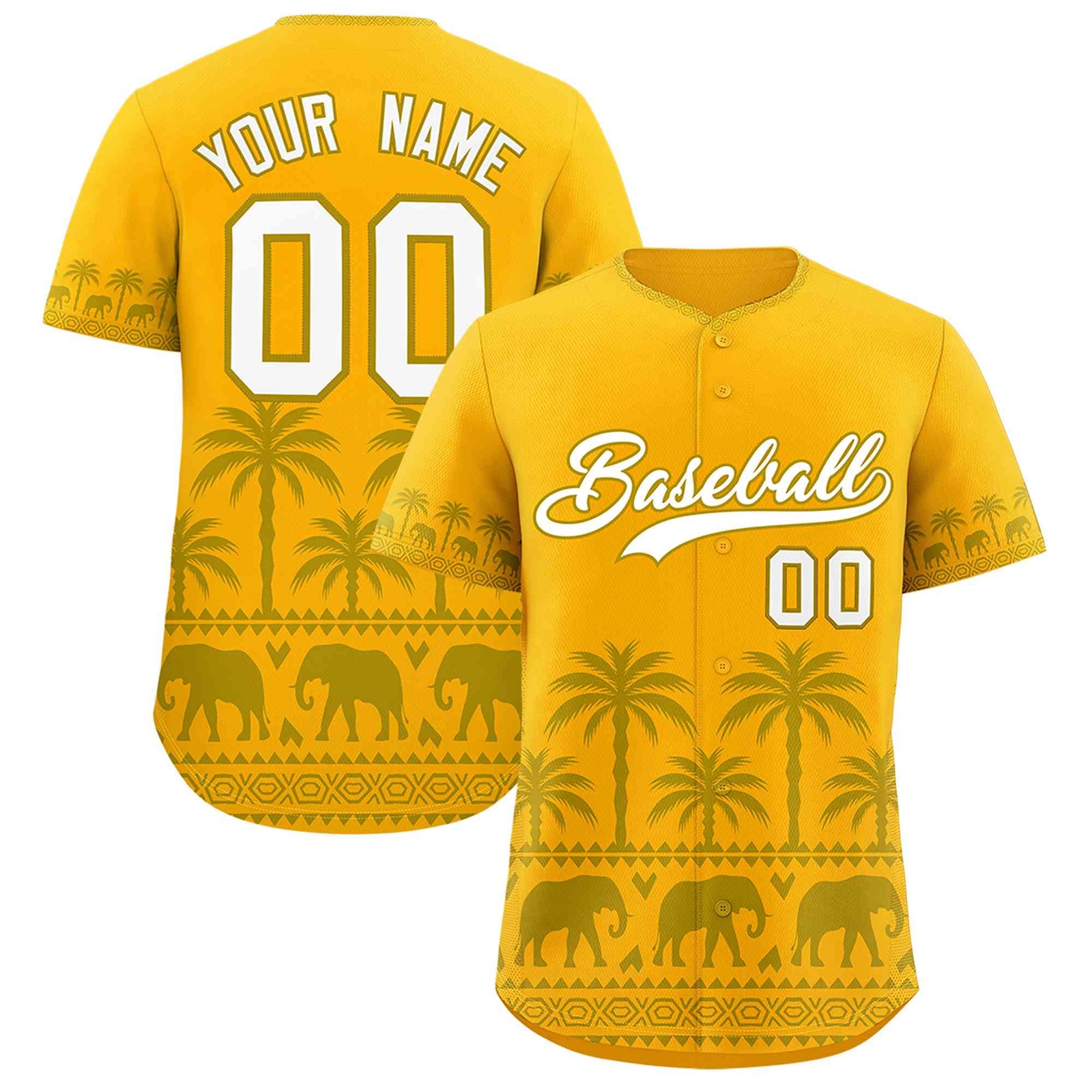 Custom Gold Old Gold Graffiti Pattern Personalized Bossinia Style Authentic Baseball Jersey