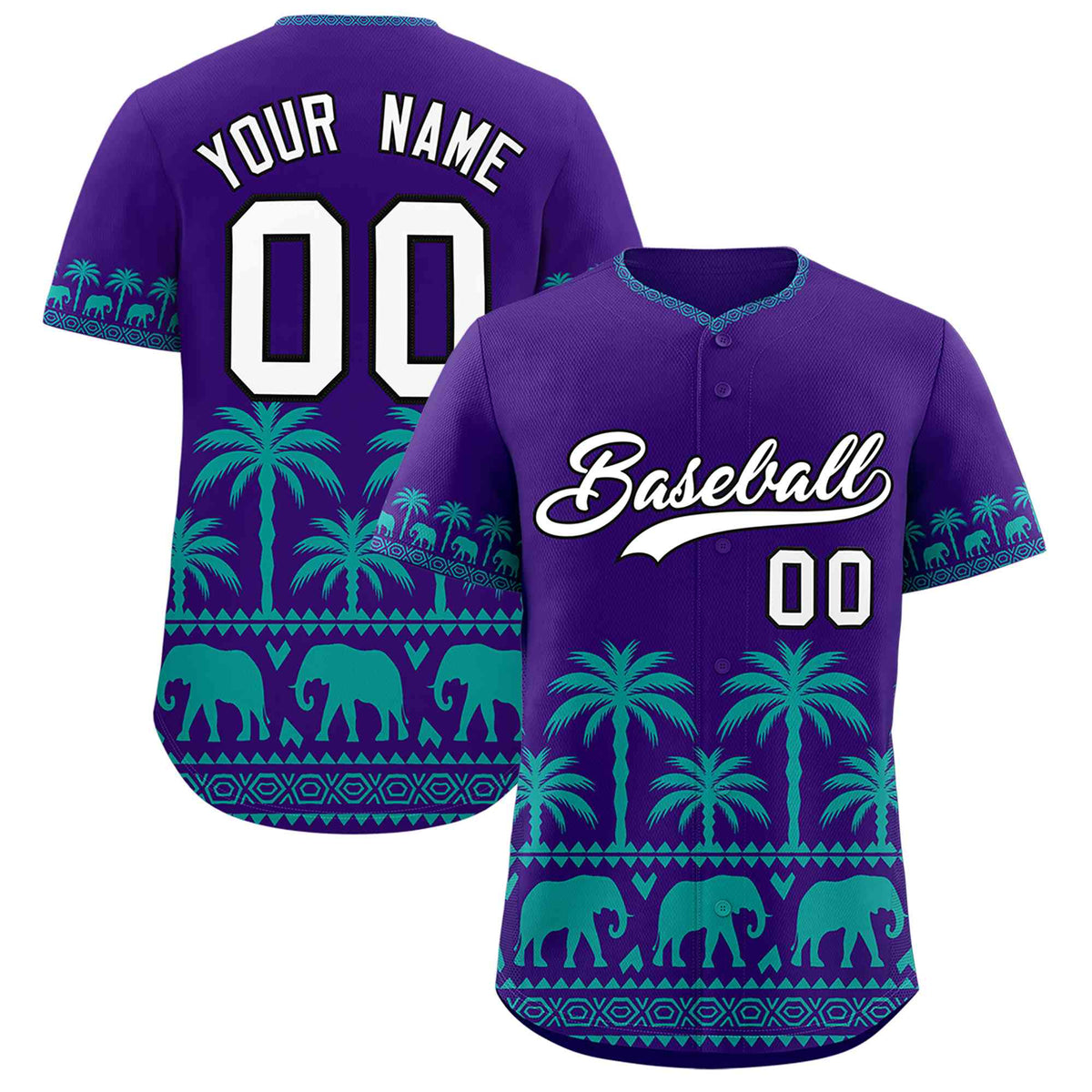 Custom Purple Aqua Graffiti Pattern Personalized Bossinia Style Authentic Baseball Jersey
