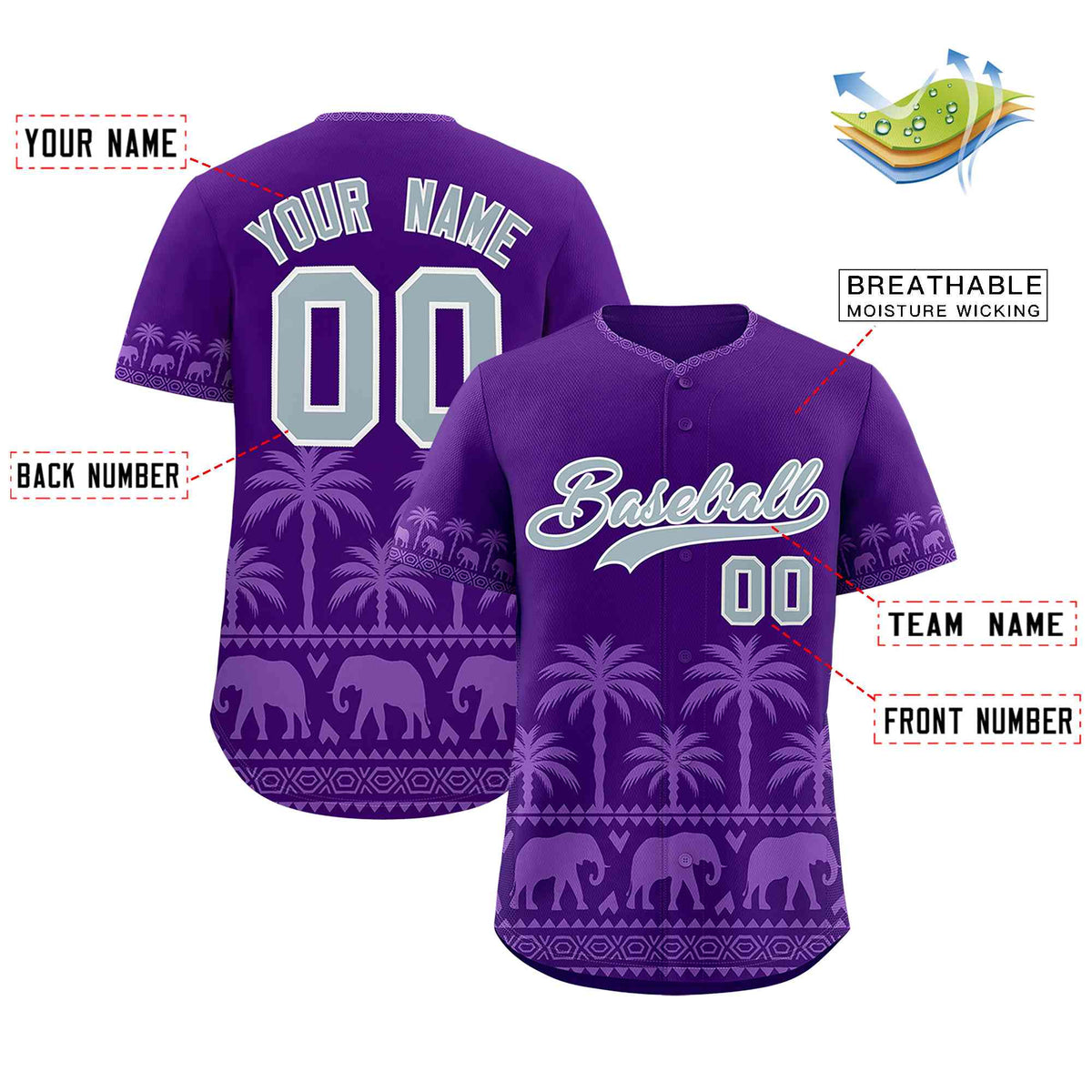 Custom Purple Light Purple Graffiti Pattern Personalized Bossinia Style Authentic Baseball Jersey