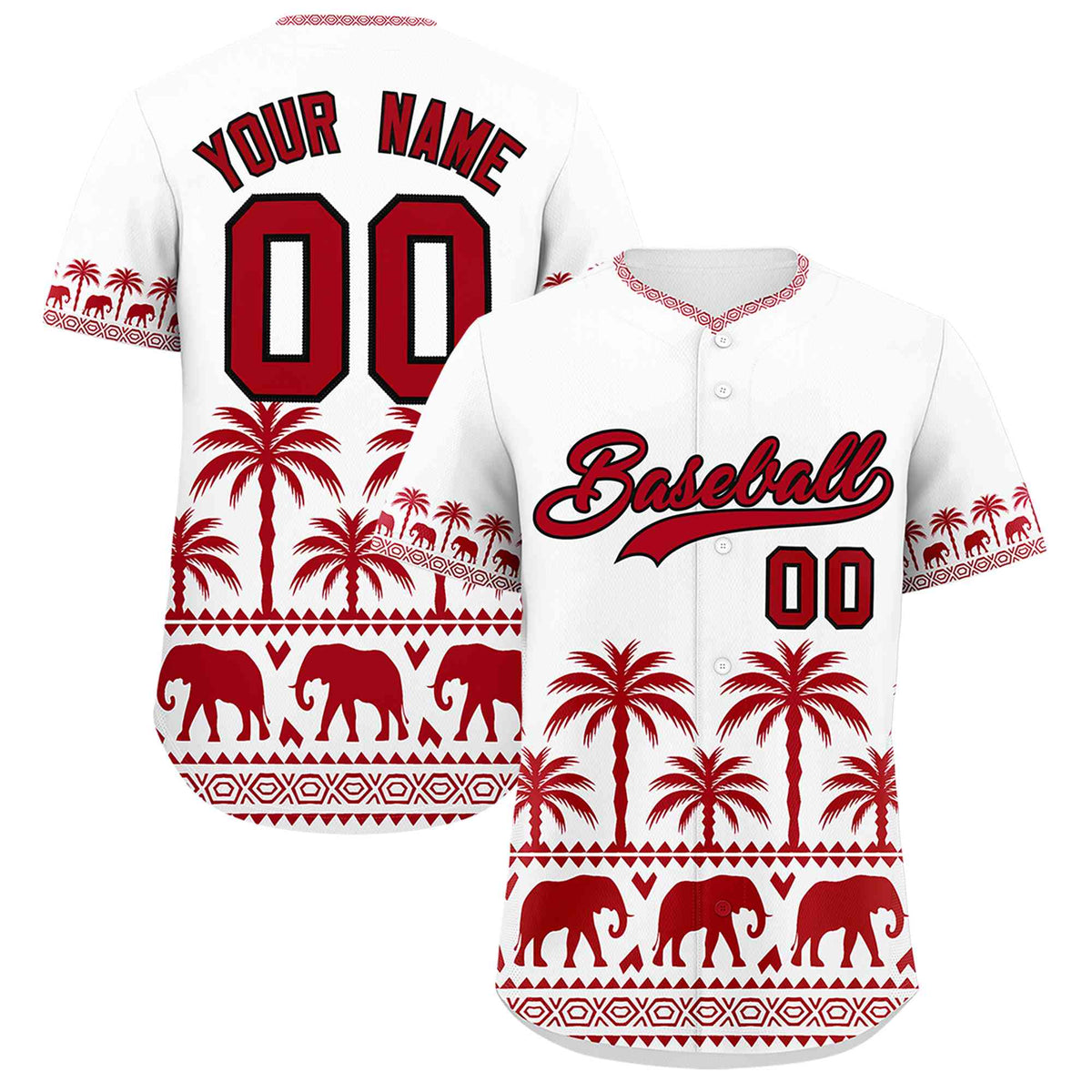Custom White Red Graffiti Pattern Personalized Bossinia Style Authentic Baseball Jersey