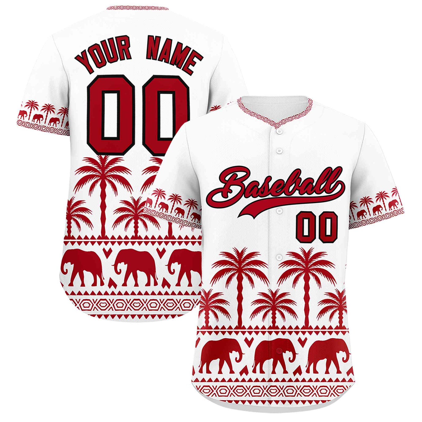 Custom White Red Graffiti Pattern Personalized Bossinia Style Authentic Baseball Jersey
