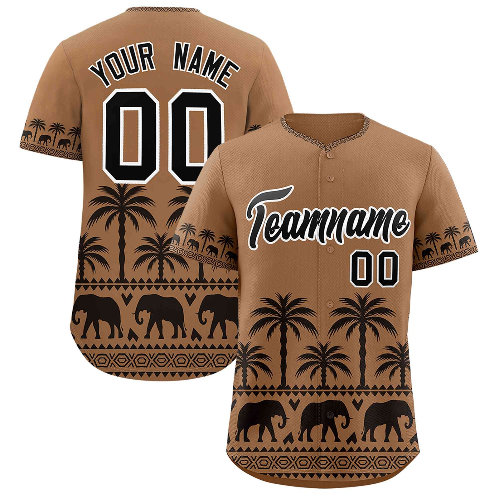 Custom Light Brown Black Graffiti Pattern Personalized Bossinia Style Authentic Baseball Jersey