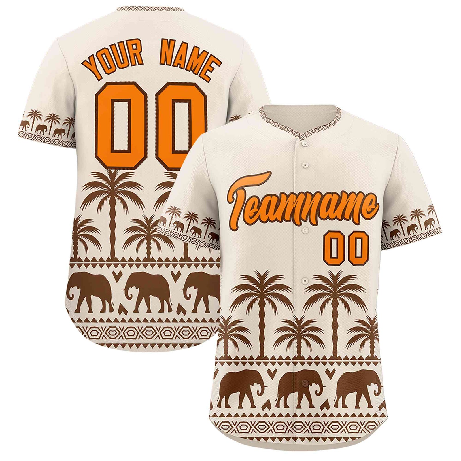Custom Cream Brown Graffiti Pattern Personalized Bossinia Style Authentic Baseball Jersey