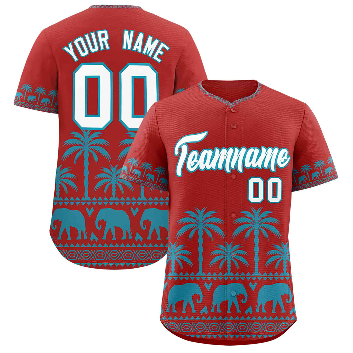 Custom Red Teal Graffiti Pattern Personalized Bossinia Style Authentic Baseball Jersey