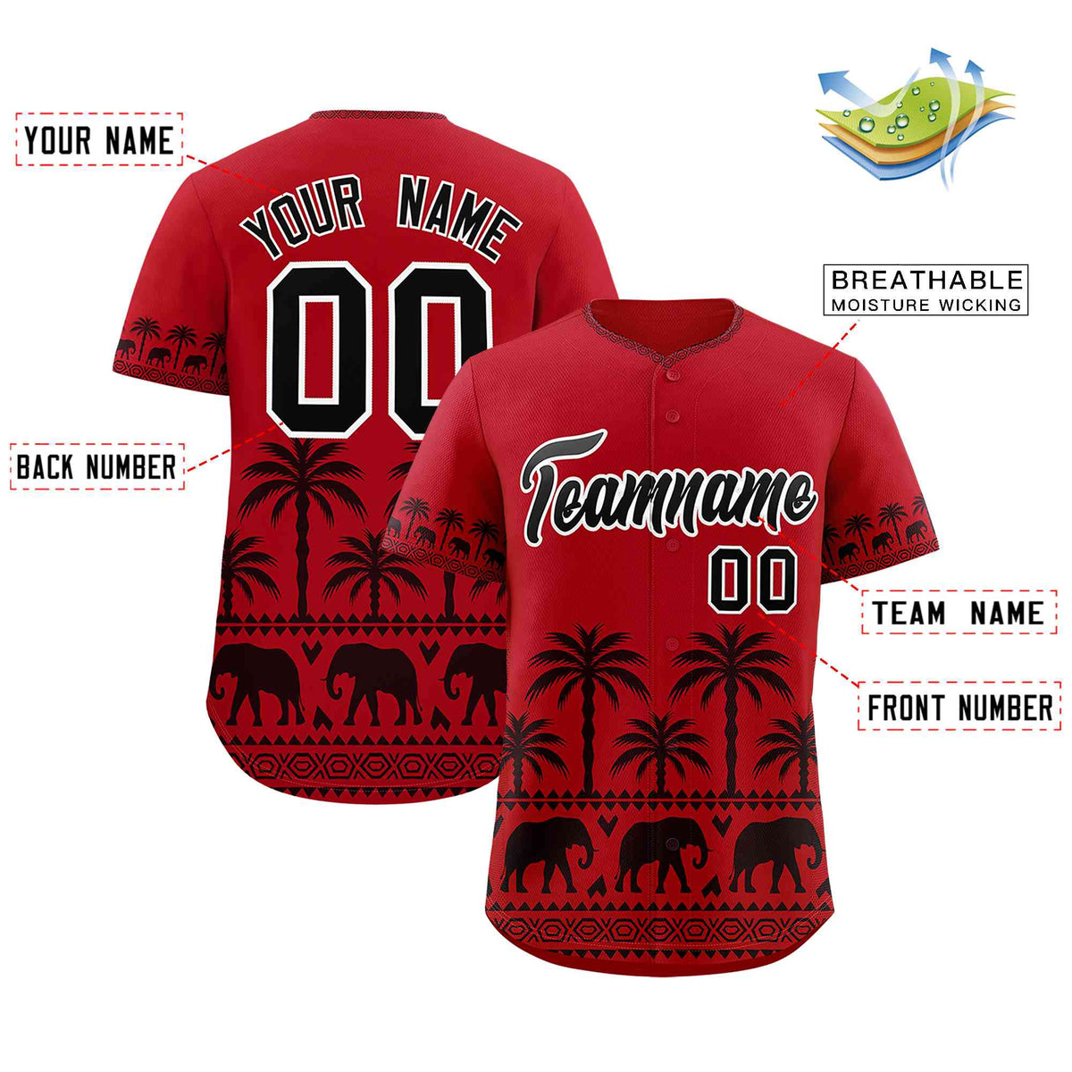 Custom Red Black Graffiti Pattern Personalized Bossinia Style Authentic Baseball Jersey