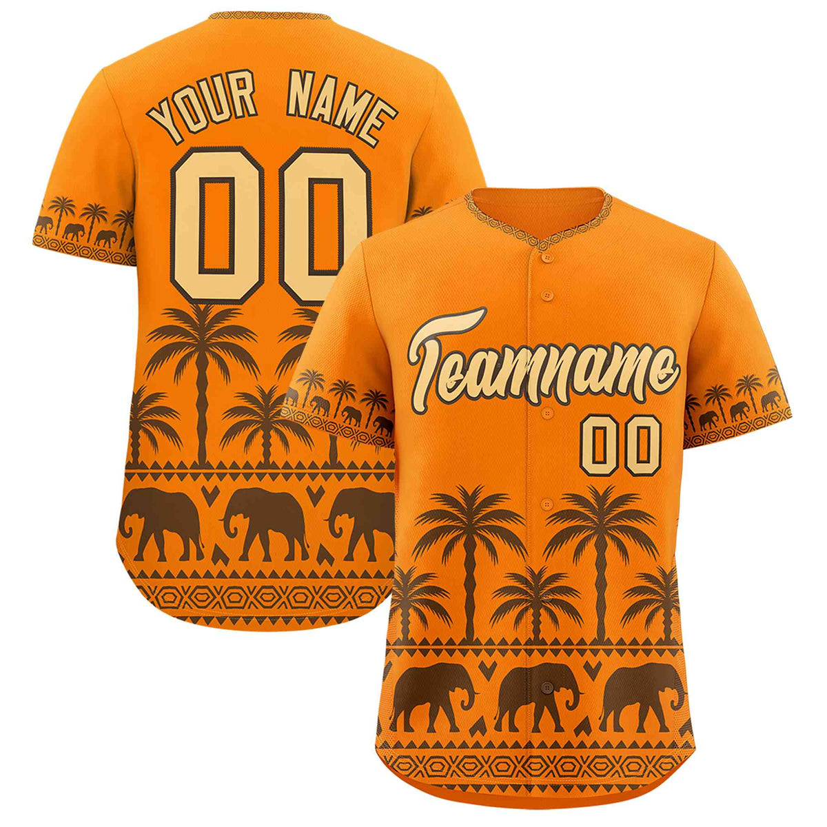 Custom Orange Light Brown Graffiti Pattern Personalized Bossinia Style Authentic Baseball Jersey