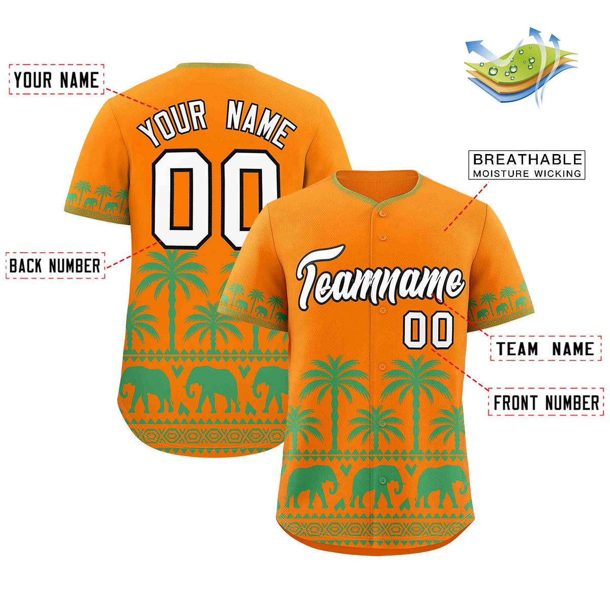 Custom Orange Green Graffiti Pattern Personalized Bossinia Style Authentic Baseball Jersey