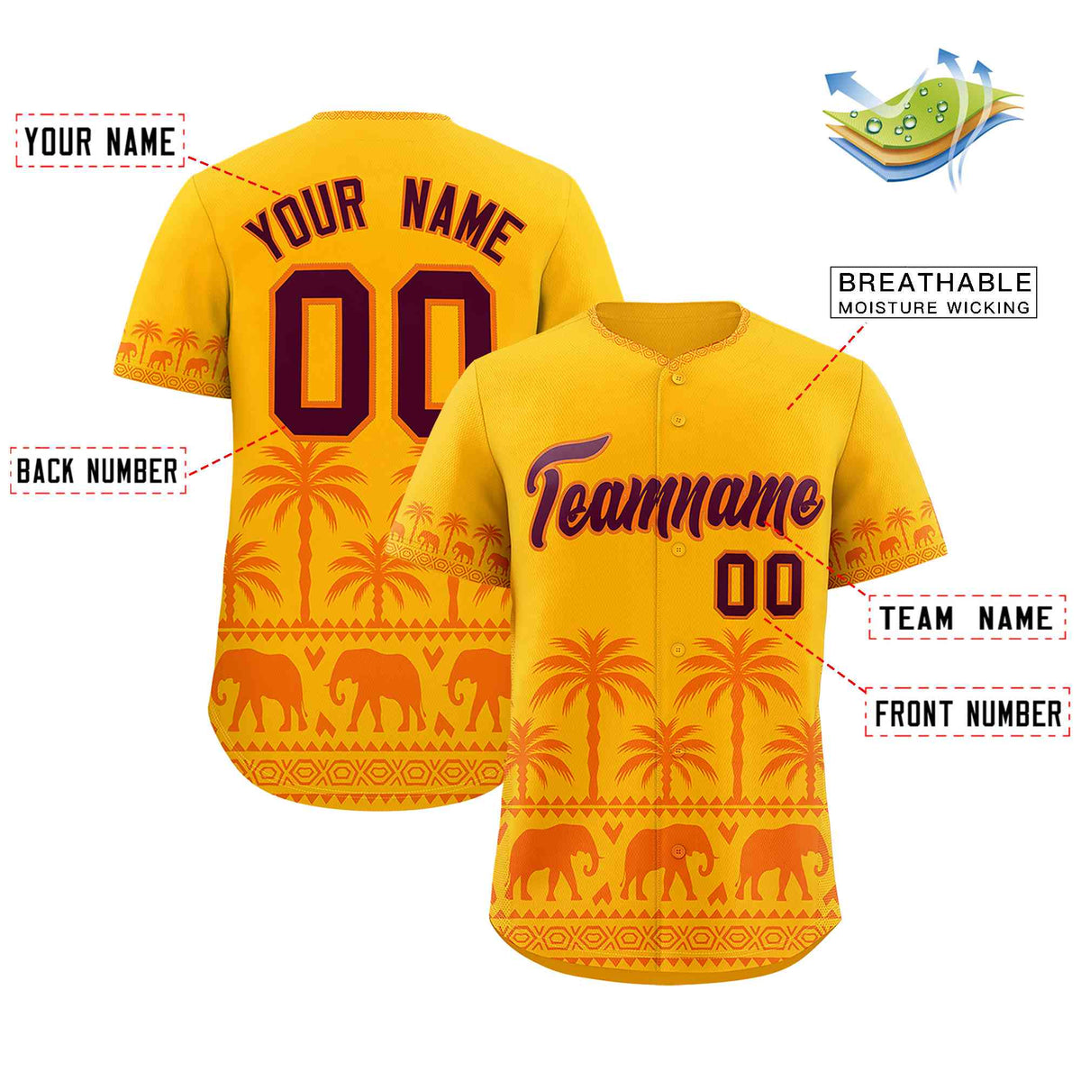 Custom Gold Orange Graffiti Pattern Personalized Bossinia Style Authentic Baseball Jersey