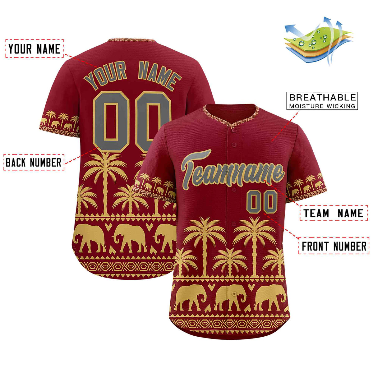 Custom Crimson Old Gold Graffiti Pattern Personalized Bossinia Style Authentic Baseball Jersey