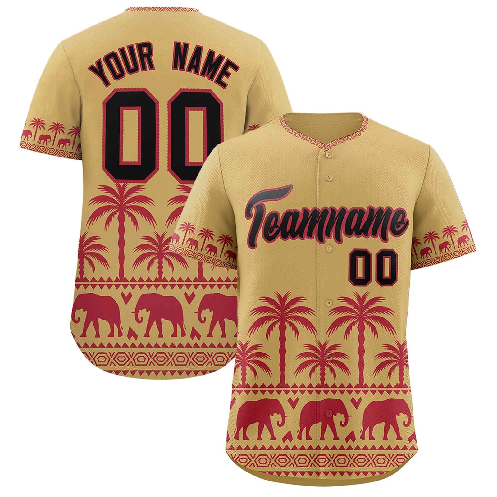 Custom Khaki Light Red Graffiti Pattern Personalized Bossinia Style Authentic Baseball Jersey