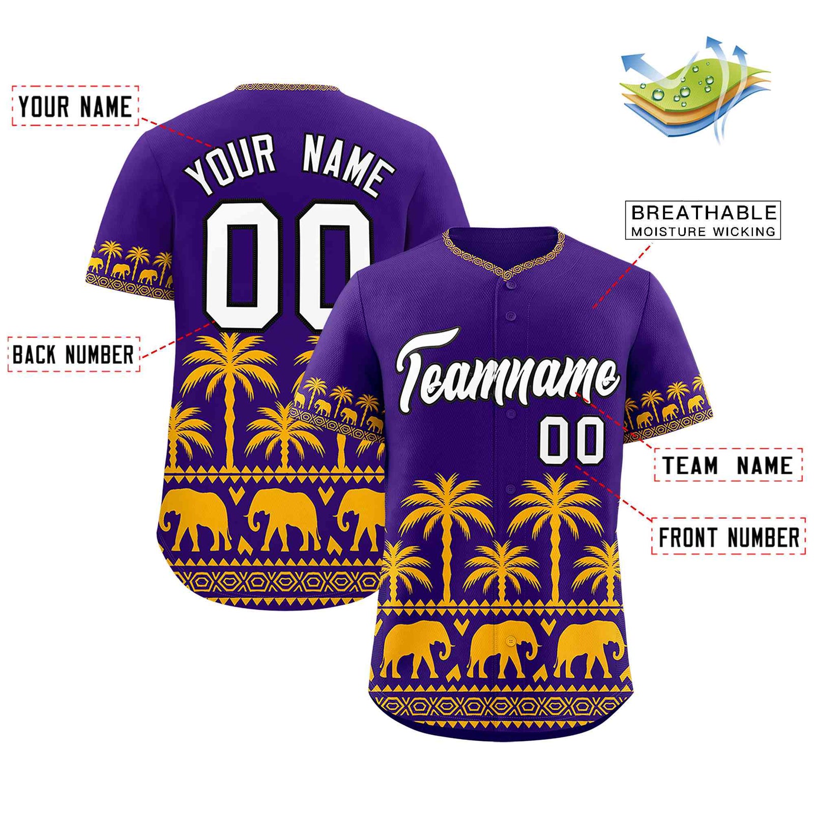 Custom Purple Yellow Graffiti Pattern Personalized Bossinia Style Authentic Baseball Jersey