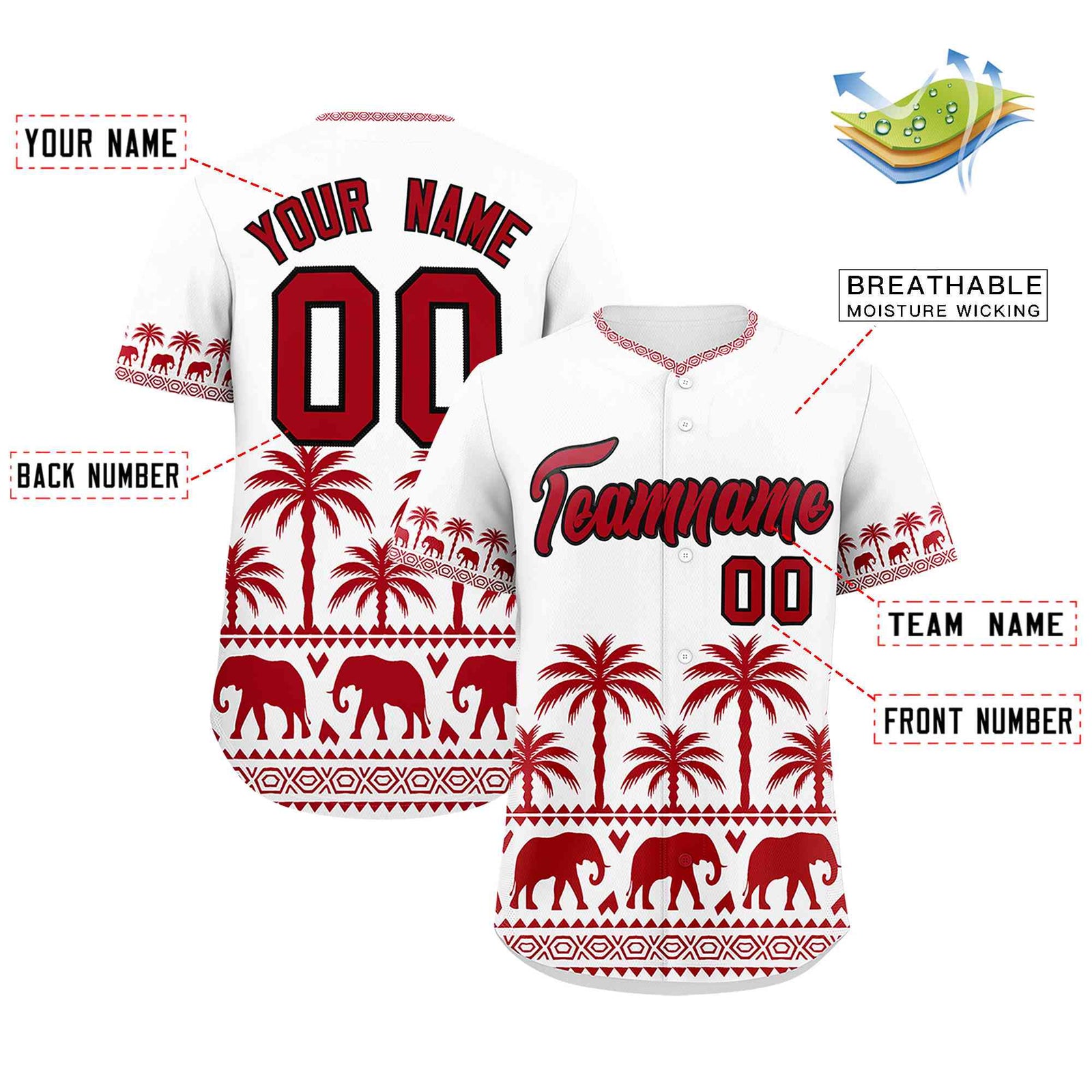 Custom White Red Graffiti Pattern Personalized Bossinia Style Authentic Baseball Jersey