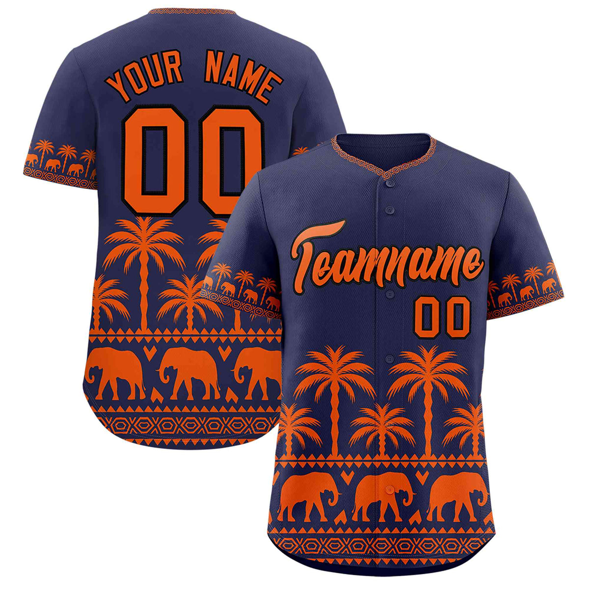 Custom Navy Orange Graffiti Pattern Personalized Bossinia Style Authentic Baseball Jersey