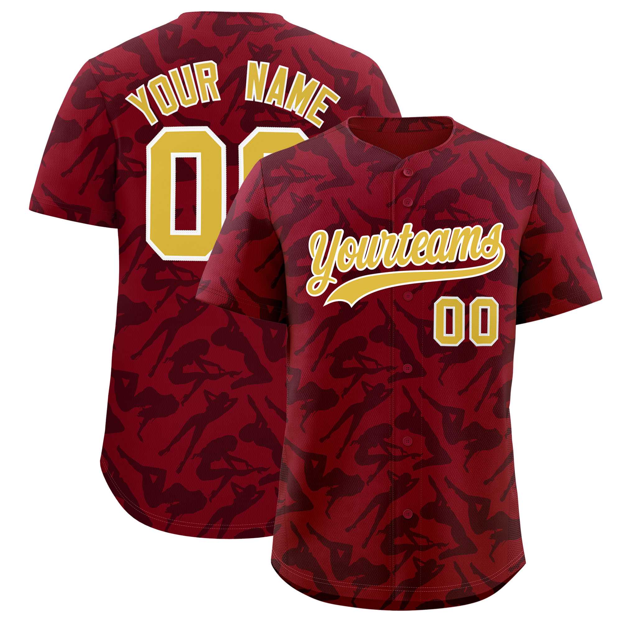 Custom Crimson Black Playboy Graffiti Pattern Authentic Baseball Jersey