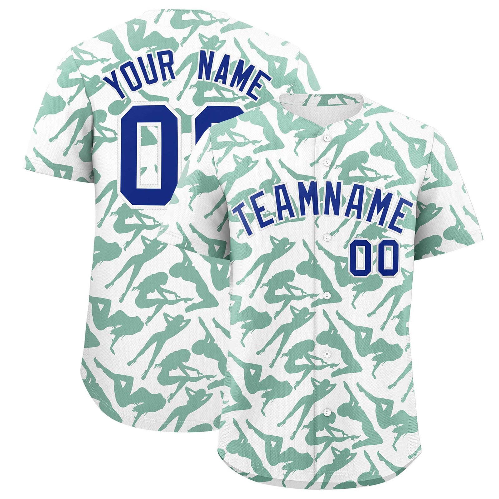 Custom White Kelly Green Playboy Graffiti Pattern Authentic Baseball Jersey